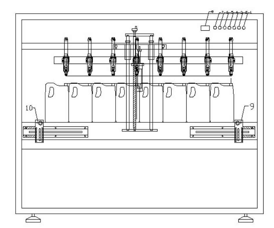 新型小包装八头食用油灌装机结构图